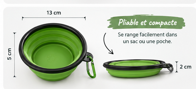 Gamelle Pliable en Silicone pour Chien et Chat - Randonnée