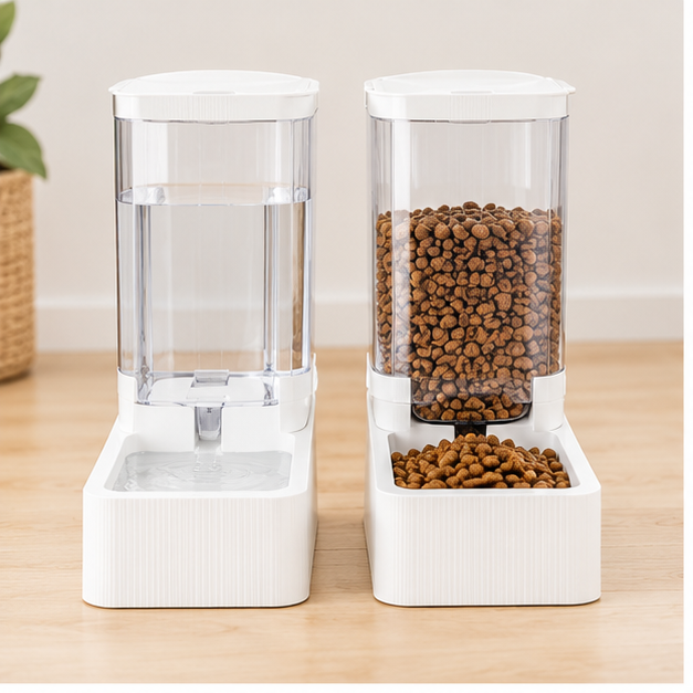 Distributeur automatique d'eau et de nourriture pour chien