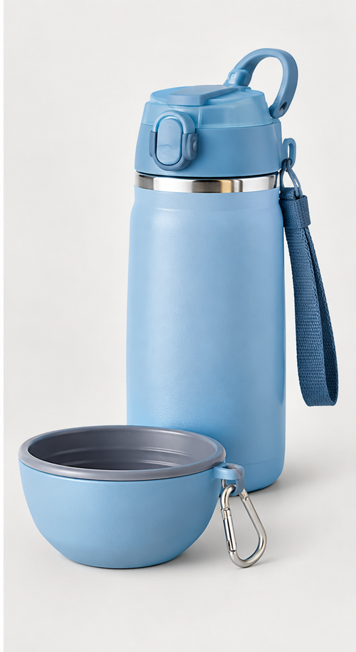 Gourde pour chien et chat avec bol pliable - vue produit