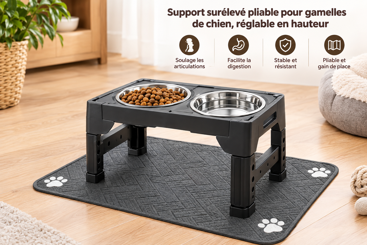 Support surélevé réglable pour chien