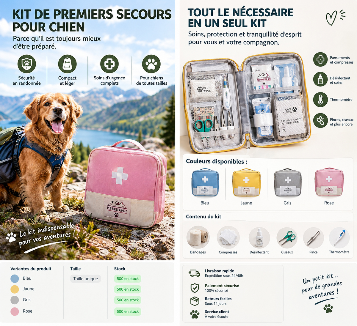 Trousse de premiers secours pour chien en randonnée